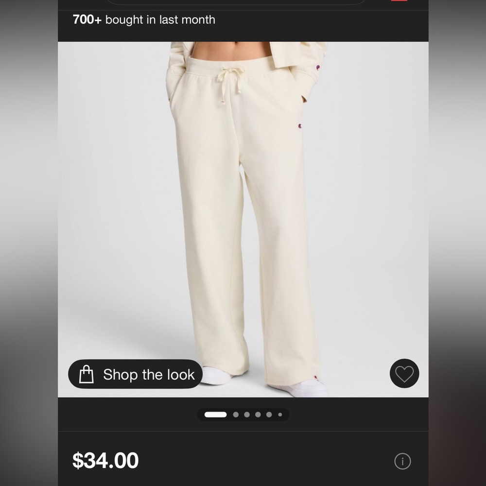 Champion Wide Leg Sweat Pants - Cream